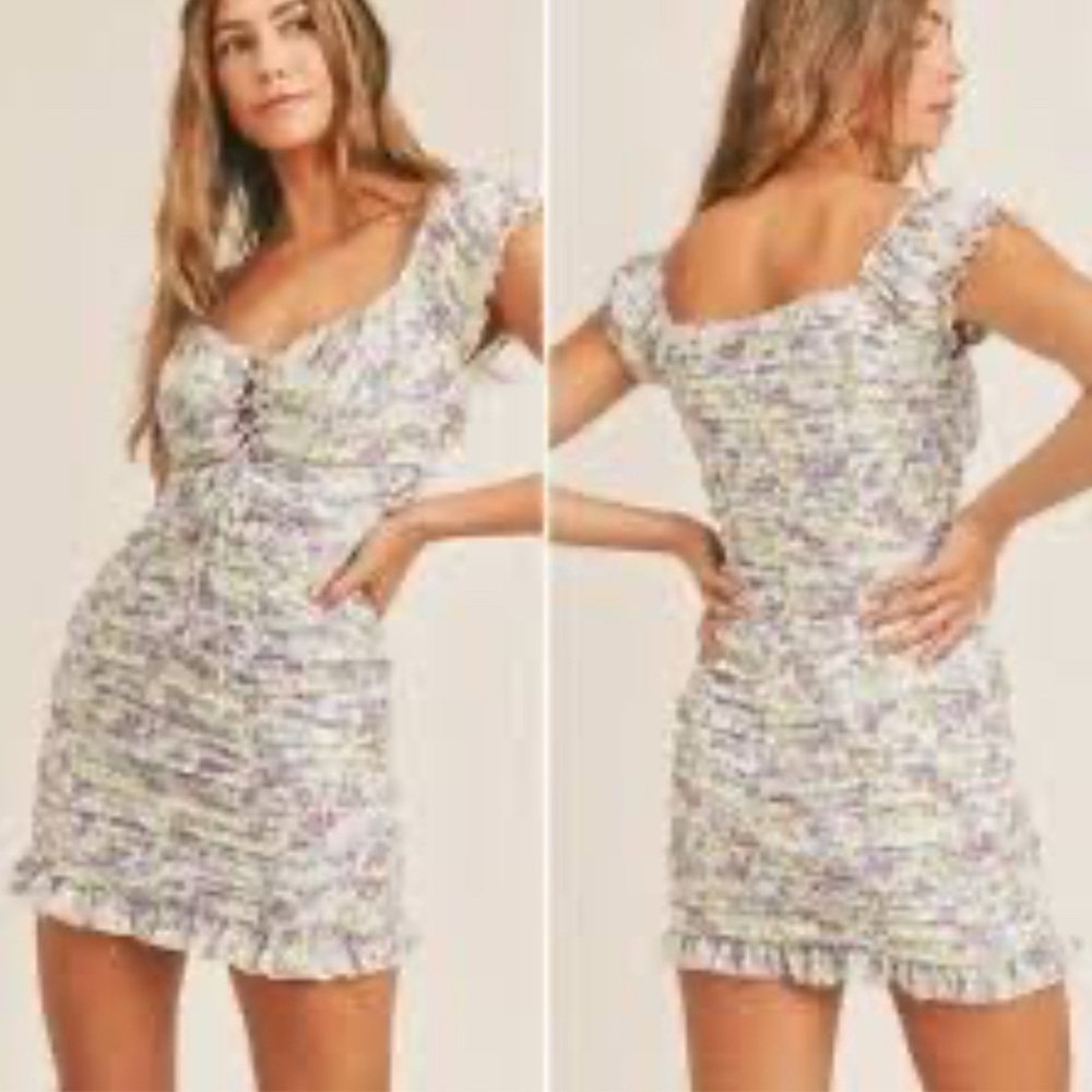 MARBLE Floral Ruched Mini Dress - Picture 3 of 3
